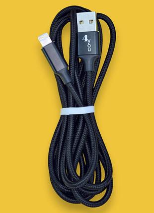 Кабель usb micro usb 4you rido fast charge (2.1a, круглый, ткань, черный, 2м)