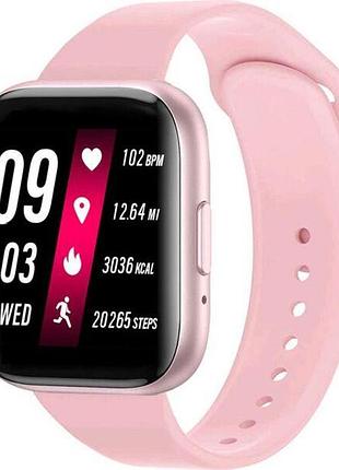 Смарт-часы smartwatch t99s розовые (два сменных браслета) звонки, пульс, давление, кислород