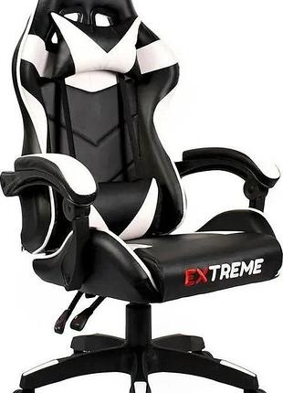Игровое кресло раскладное компьютерное геймерское extreme gt черно-белый