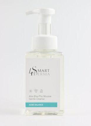 Smart4derma aha-bha-pha mousse gentle cleanser очищаюча мультикислотна пінка