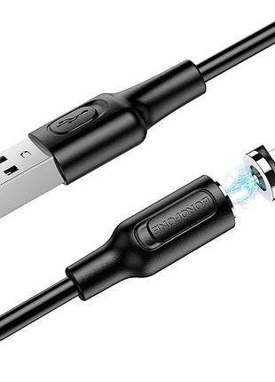 Кабель usb lightning borofone bx41 amiable 2.4a 1m (круглый,magnetic) black