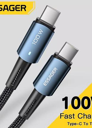 Кабель для зарядки телефона, ноутбука essager pd 100w type c - type c 100 см.