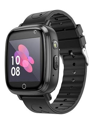 Детские смарт-часы hoco y100 с камерой, gps и звонками (черный, ipx6, nano-sim, 2g)