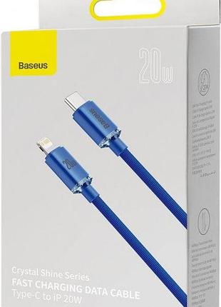 Кабель baseus crystal shine series fast charging data cable type-c to ip 20w 1.2m cajy000203 blue 3
