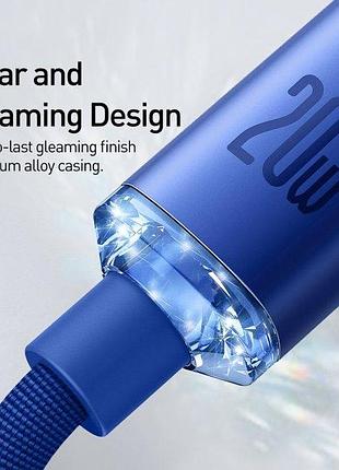 Кабель baseus crystal shine series fast charging data cable type-c to ip 20w 1.2m cajy000203 blue 5