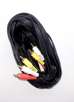 Аудио кабель rca 3rca-3rca (3 тюльпана) 10m чёрный