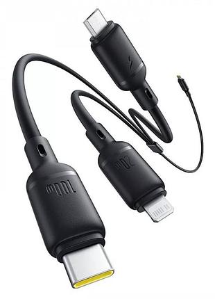 Кабель baseus silky one-for-three fast charging type-c to micro usb+lightning+type-c 100w 1.5m (black) 4