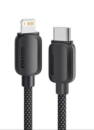 Кабель essager breeze usb cable usb-c to lightning 20 вт 1м чорний (exctl-wl01-p)