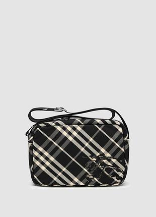 🦁 burberry check-pattern equestrian motif woven crossbody bag 25 x 16 x 8 см