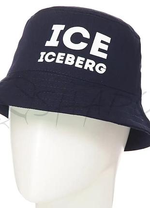Панама универсальная мужская котоновая панамка с брендовой накаткой iceberg pn17006 темно-синий