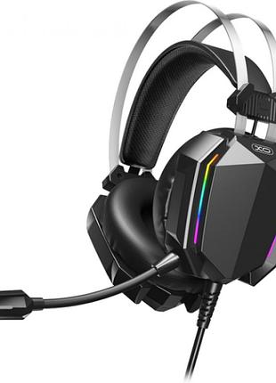 Наушники игровые xo ge-07 проводные с микрофоном и led rgb подсветкой черные