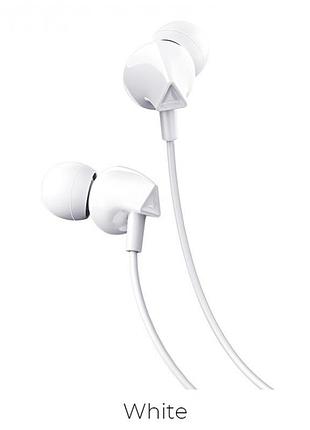 Дротові навушники вакуумні 3.5mm hoco m60 perfect sound universal з мікрофоном 1.2m білі