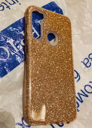 Чехол накладка glitter twins xiaomi redmi note 8 стильные блёстки золотой