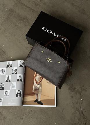 Жіноча сумка coach через плечі шоколадний крос-боді коуч