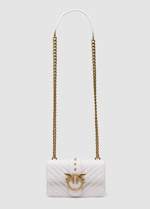 💎 pinko mini love bag one simply puff white/gold 21 х 12 х 7 см