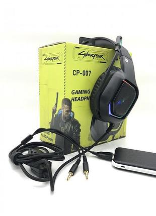 Ігрові навушники з мікрофоном cyberpunk cp-007 з rgb-підсвіткою чорні