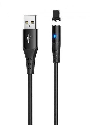 Кабель usb lightning hoco x60 2.4a 1m (круглый,magnetic) black