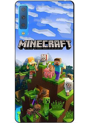 Силіконовий бампер чохол для samsung a7 2018 galaxy a750 з малюнком minecraft