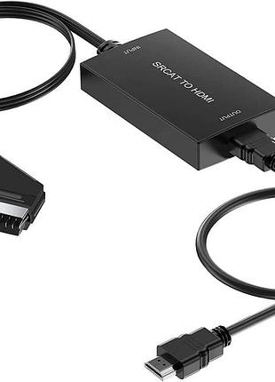 Конвертер scart вхід-hdmi з кабелем hdmi, аудіо-відео адаптер для sky/dvd/stb для відображення hd телевізора