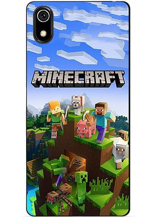 Силіконовий чохол бампер для xiaomi redmi 7a з малюнком minecraft