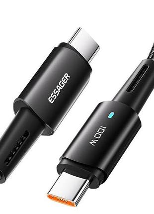Кабель essager sunset usb type-c to usb type-c 100 вт 5a 3м чорний (exctt1-cgc01)