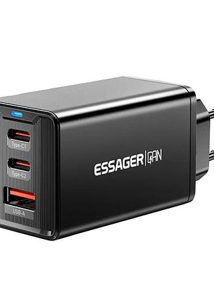 Зарядний пристрій essager 67w gan travel charger jt-g67tc2u1 2 type c + usb a eu black (ectac-ksb01-z)