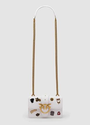 💎 pinko mini love bag one simply with enamel pin white 21 х 12 х 7 см