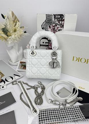 Dior lady mini white silver 17x14.5x8