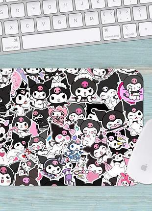 Коврик для мыши хеллоу китти куроми kuromi hello kitty маленький 001 (180х220х3мм)