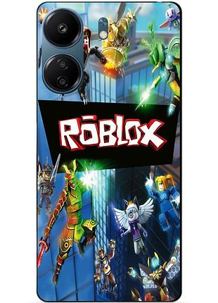 Силиконовый чехол бампер для xiaomi redmi 13c с картинкой roblox роблокс