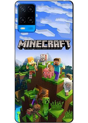 Силиконовый бампер чехол для oppo a54 с рисунком minecraft