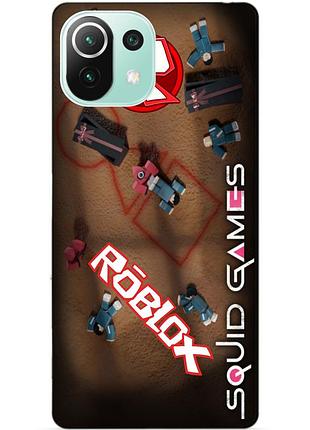 Силиконовый чехол бампер для xiaomi mi 11 lite с рисунком roblox игра в кальмара роблокс