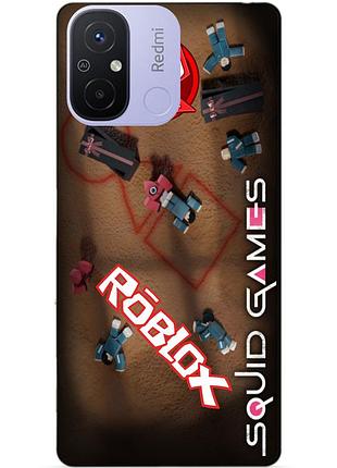 Силиконовый бампер чехол для xiaomi redmi 12c с рисунком roblox игра в кальмара роблокс