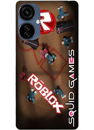 Силіконовий чохол бампер для tecno camon 19 neo з малюнком roblox гра в кальмара роблокс