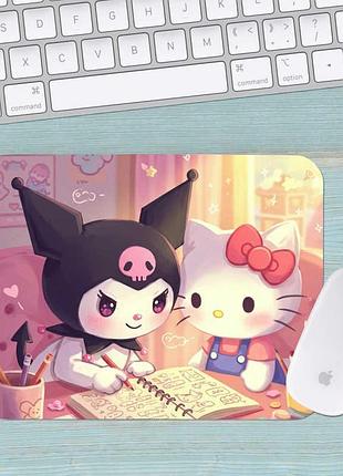 Коврик для мыши хеллоу китти куроми kuromi hello kitty большой 004 (400х300х3мм)