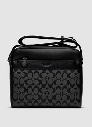 🦁 coach charles camera crossbody messenger bag signature black 28.5 x 25 x 6 см