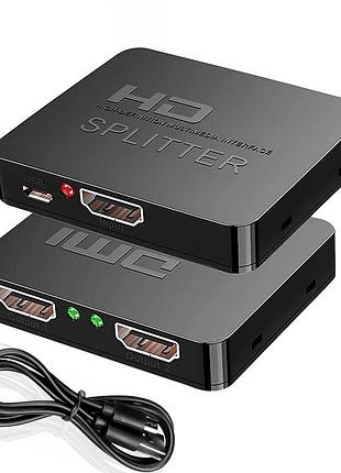 Hdmi-сплиттер 1x2 2к — разветвитель на 2 экрана, усилитель сигнала, поддержка 3d, hdcp, cec