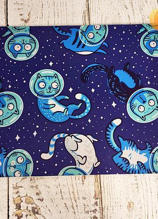 Килимок для миші “котики у космосі” — 24×20 см, милий принт