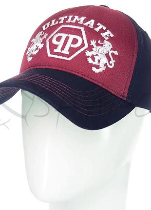 Кепка брендовий з тонкої бавовни бейсболка unisex phillip plein bgh20714 т.синій-бордо