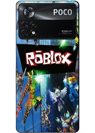 Силиконовый бампер чехол для xiaomi poco x4 pro 5g с картинкой roblox
