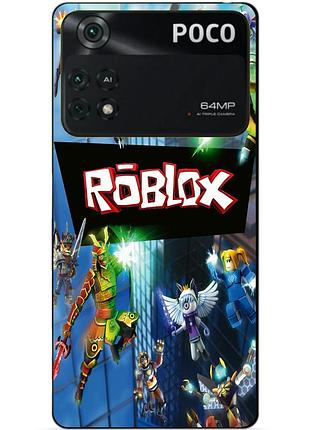 Силиконовый бампер чехол для xiaomi poco m4 pro 4g с картинкой roblox