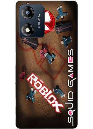 Силиконовый чехол бампер для motorola moto e13 с рисунком roblox игра в кальмара роблокс