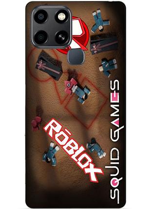 Силіконовий чохол бампер для infinix smart 6 з малюнком roblox гра в кальмара роблокс