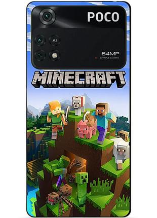Силіконовий бампер чохол для xiaomi poco m4 pro 4g з малюнком minecraft