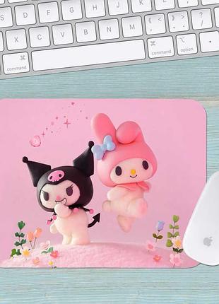 Коврик для мыши хеллоу китти куроми kuromi hello kitty средний 006 (290х250х3мм)