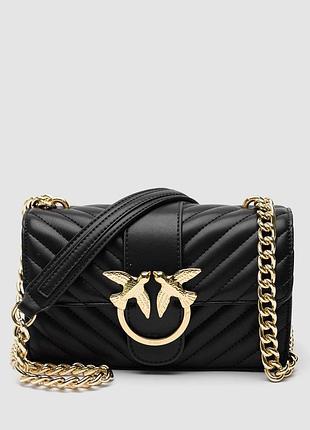 💎 pinko classic mini love bag one chevron black/gold 21 х 13 х 7 см