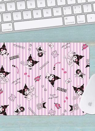 Коврик для мыши хеллоу китти куроми kuromi hello kitty маленький 002 (180х220х3мм)