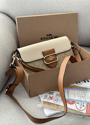 Coach morgan shoulder bag beige/white [крафтова коробка] 26x14x7