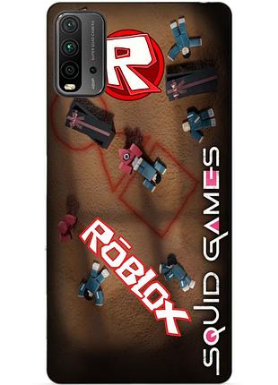 Силиконовый бампер чехол для xiaomi redmi 9t roblox игра в кальмара