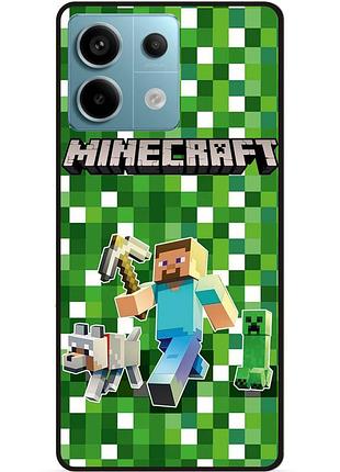 Чехол силиконовый бампер для xiaomi redmi note 13 pro 5g стив minecraft крипер майнкрафт
